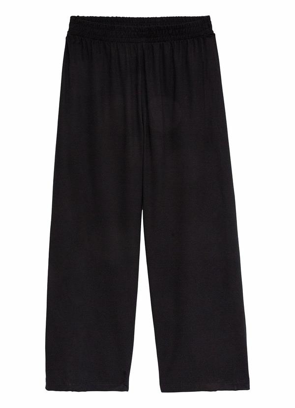 Calça Wide Leg em Moletinho Plus Preto