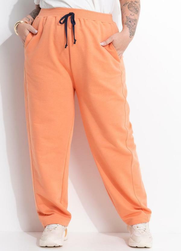 Calça Coral em Moletom sem Pelúcia