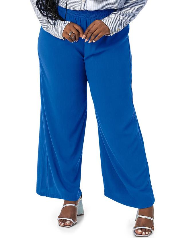 Calça Feminina Plus Size em Viscose Azul
