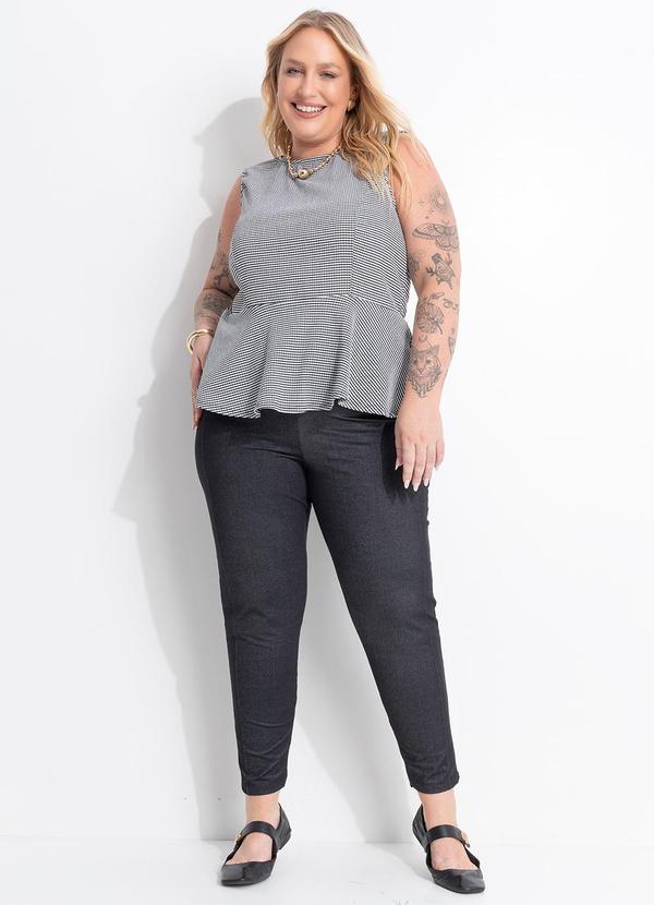Calça Legging Preta em Denim