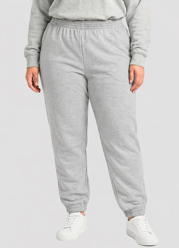 Calça Moletom Plus Size Elastico no Punho Cinza