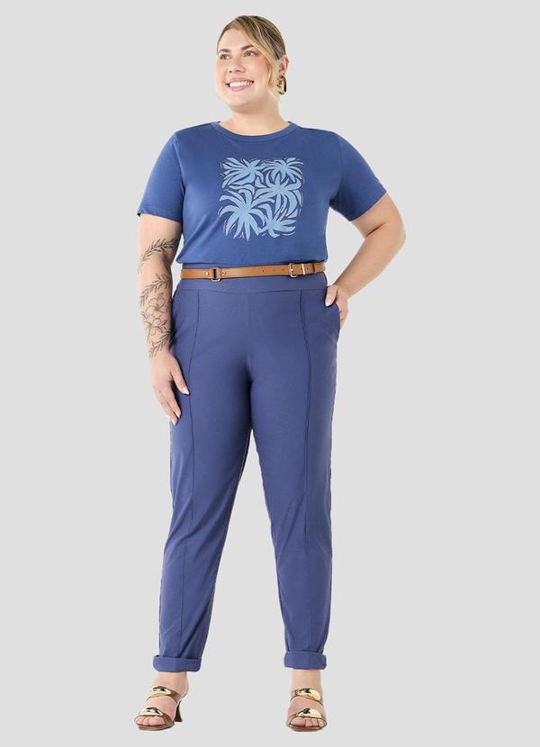 Calça Plus Size Soft com Elastano Azul