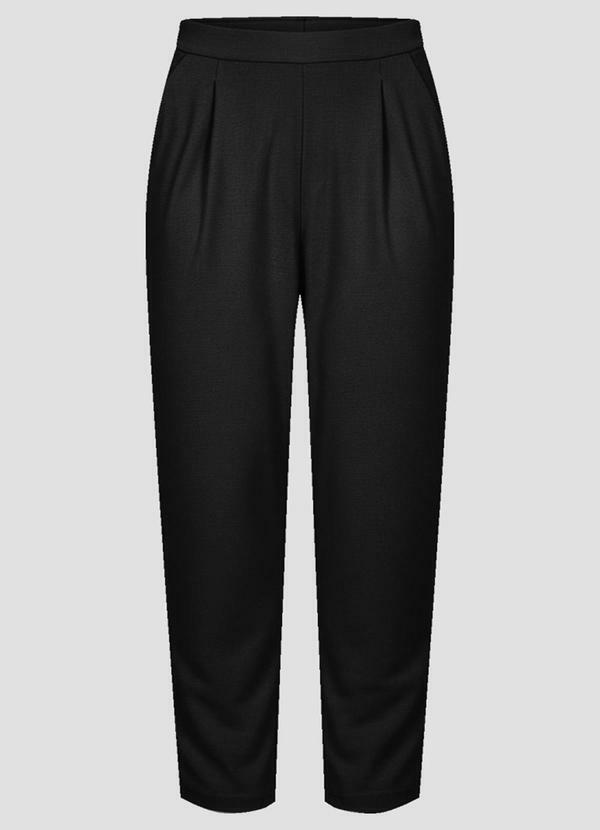 Calça Plus Size Viscose Linho com Pregas Preto