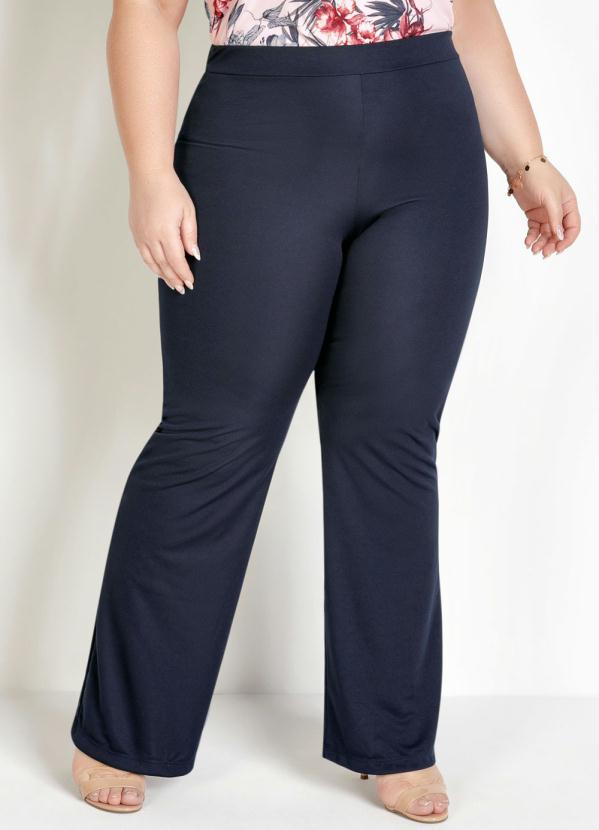 Calça Flare Marinho Plus Size
