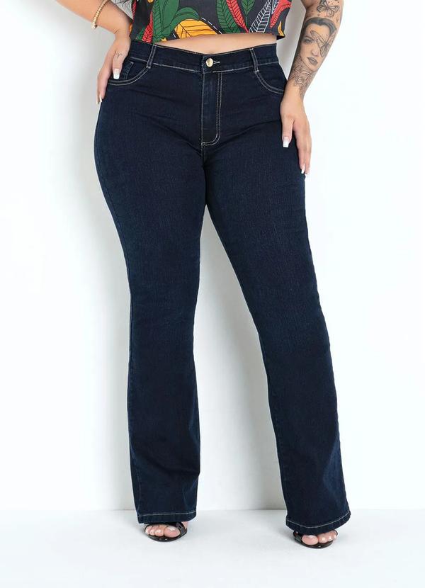 Calça Azul Escuro Boot Cut Plus Size Sawary