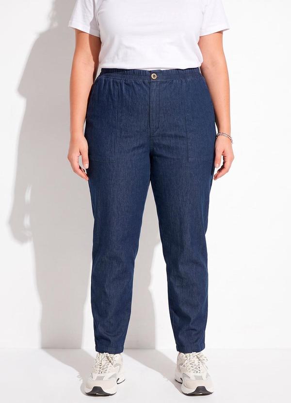 Calça Comfort Jeans com Bolsos Plus Size