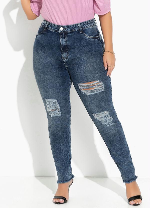 Calça Jeans Azul em Jeans