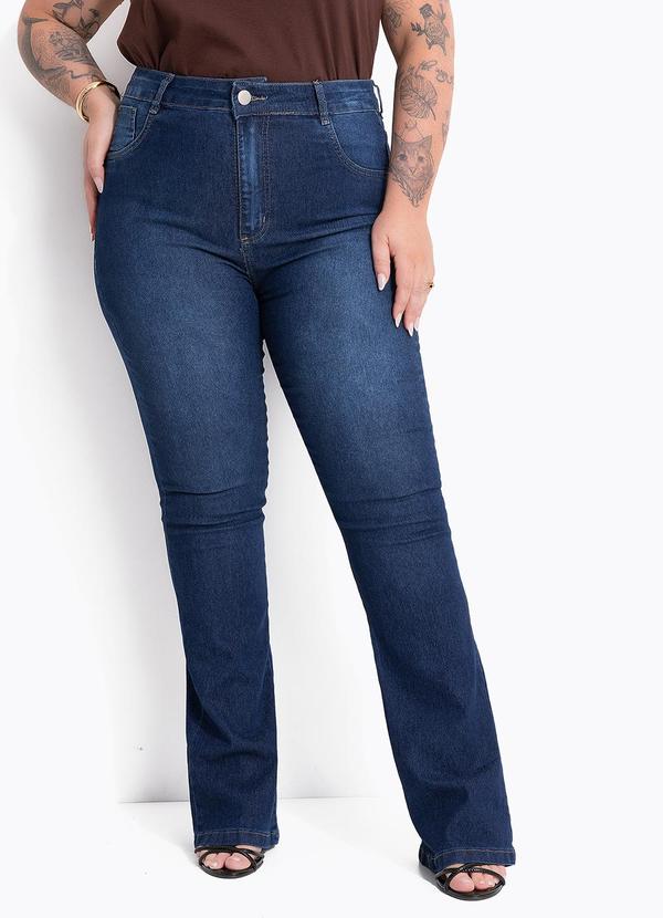 Calça Jeans Azul Escuro com Elastano Flare