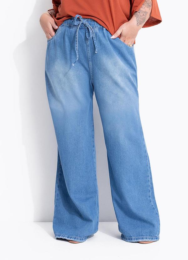 Calça Jeans Claro com Elástico na Cintura