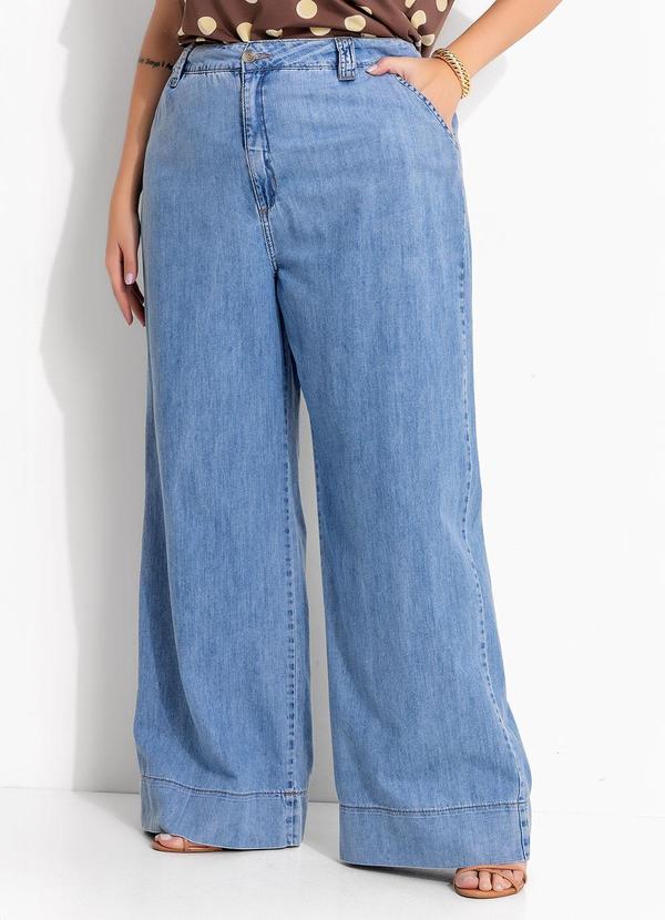 Calça Jeans Claro Leve Pantalona
