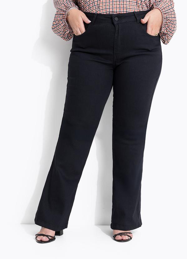 Calça Jeans Preta com Elastano Flare