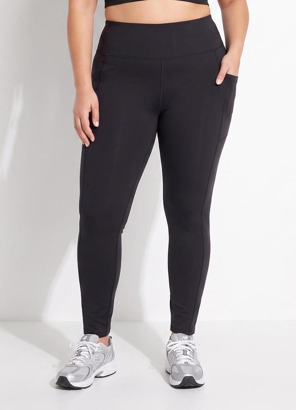 Legging Preta Zero Transparência com Bolsos Laterais