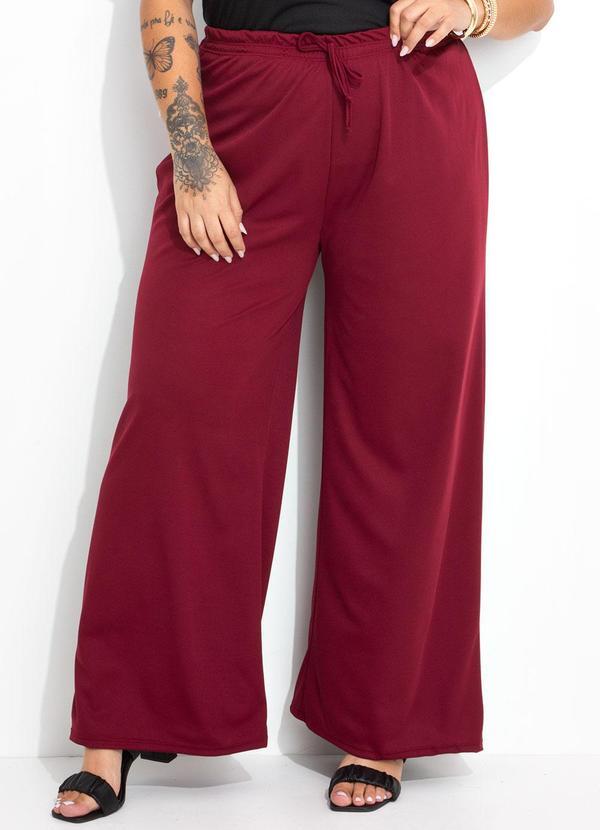 Calça Bordô Wide Leg com Cordão