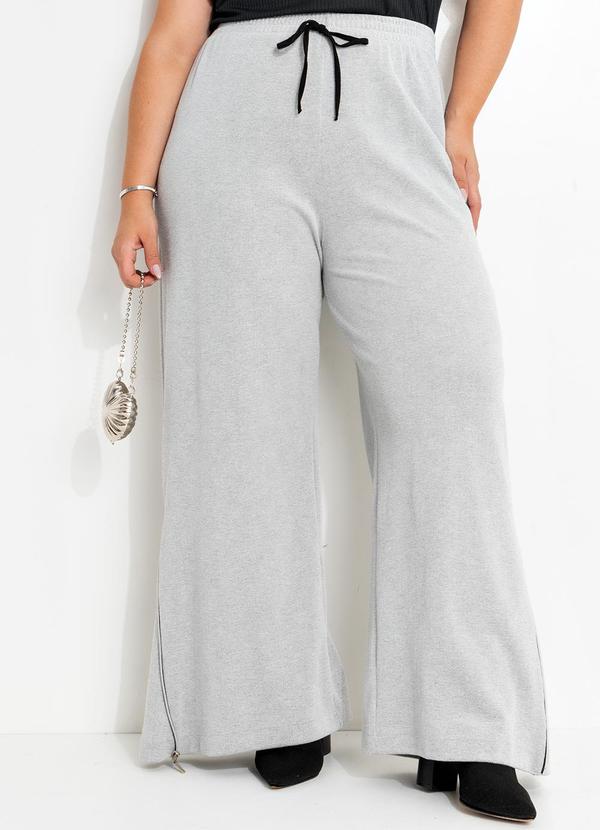 Calça Cinza Claro em Malha Piquet
