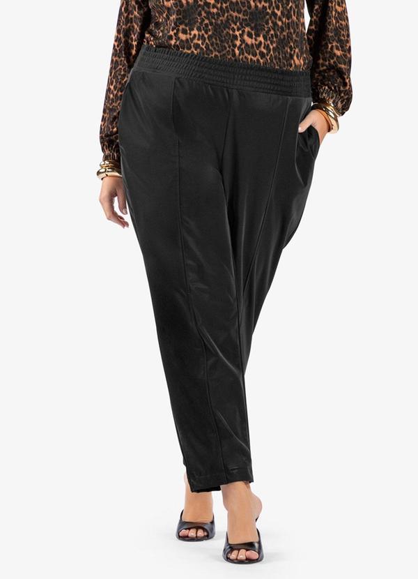 Calça Courino Plus Size Preto