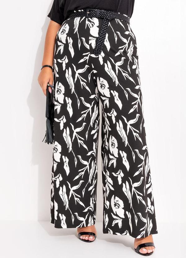 Calça Folhagem Dark em Malha de Viscose