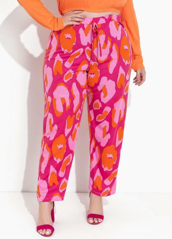 Calça Onça Pink em Malha