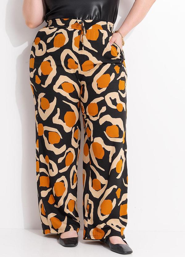 Calça Oncinha Pantalona Viscose Plana