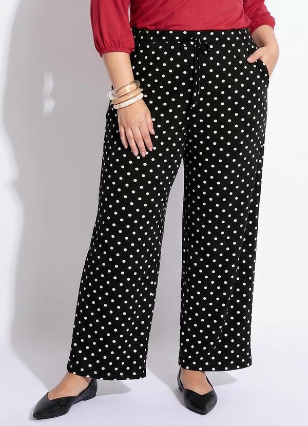 Calça Poá em Malha de Viscose com Elastano