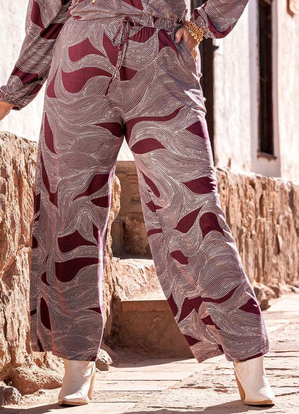 Calça Pontilhado em Malha de Viscose
