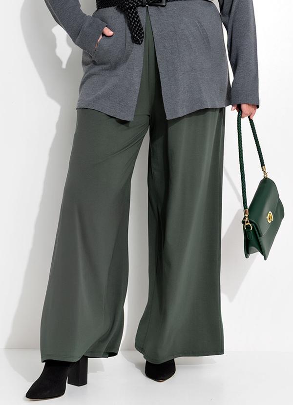 Calça Verde Escuro em Malha de Viscose