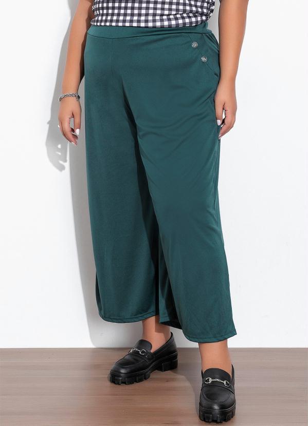 Calça Verde Musgo com Botões Plus Size