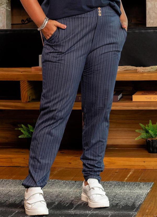 Calça Azul Marinho em Malha Denim