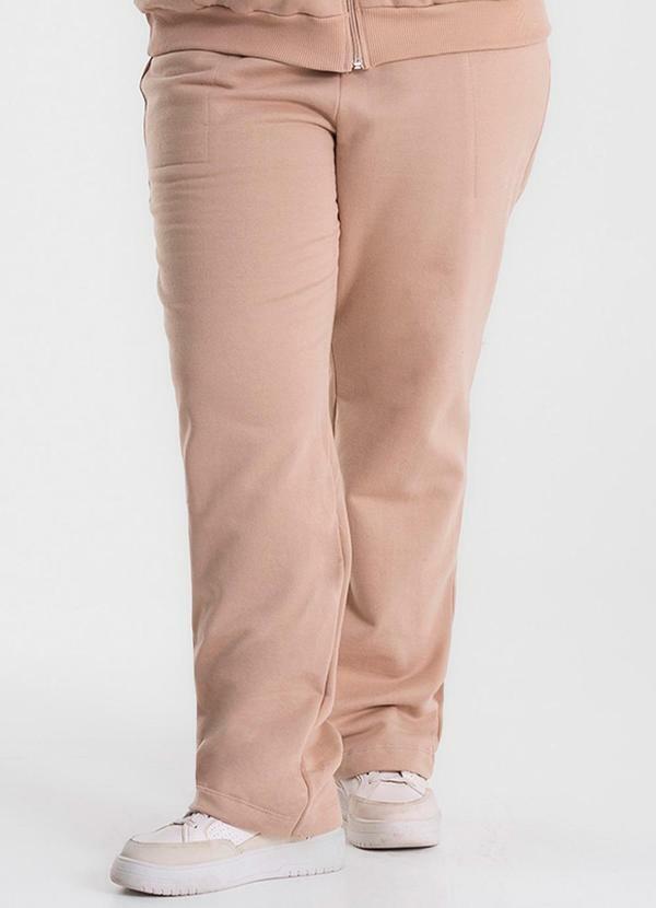 Calça Plus Moletom Felpado Marrom