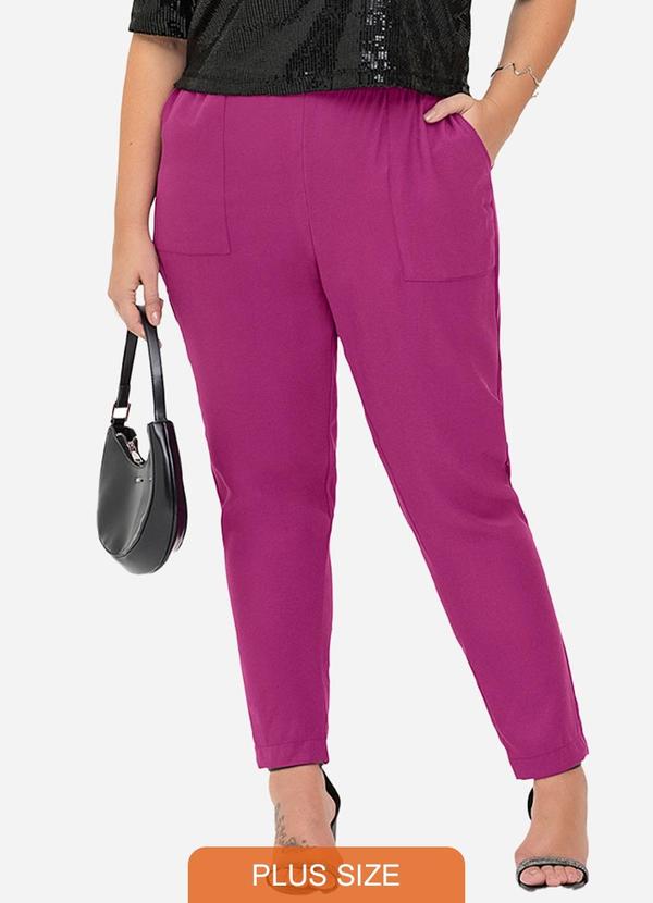 Calça Tecido Favo Plus Size Roxo