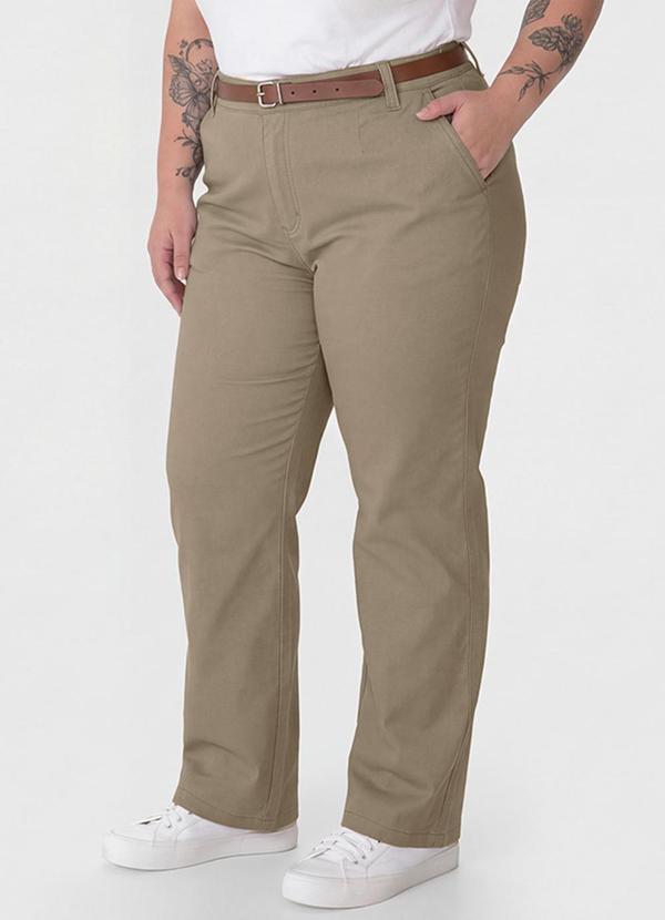 Calça Alfaiataria Sarja Plus Taupe