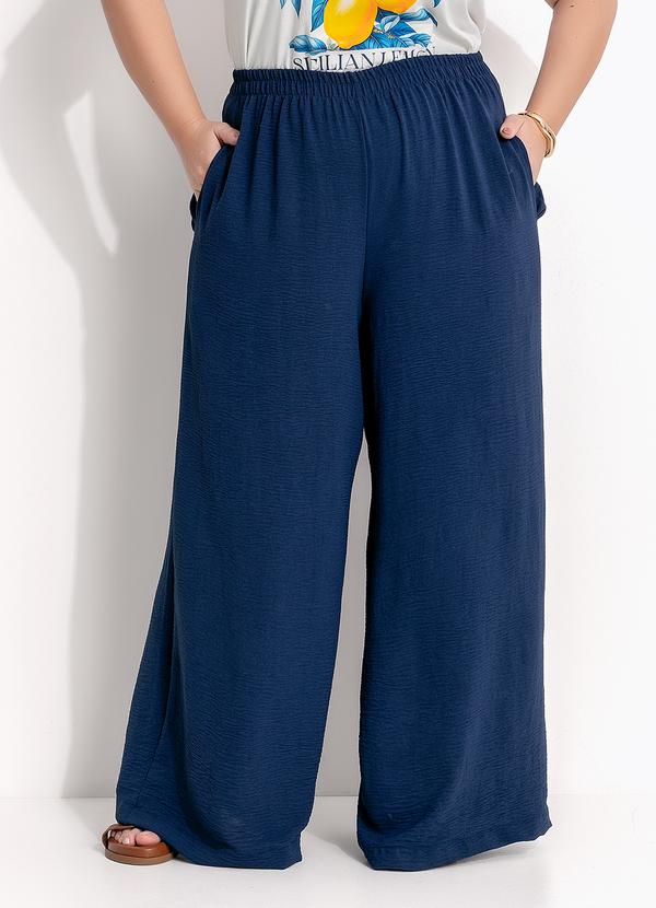 Calça Azul Marinho em Crepe Plano