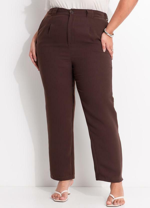 Calça Marrom em Crepe Plano
