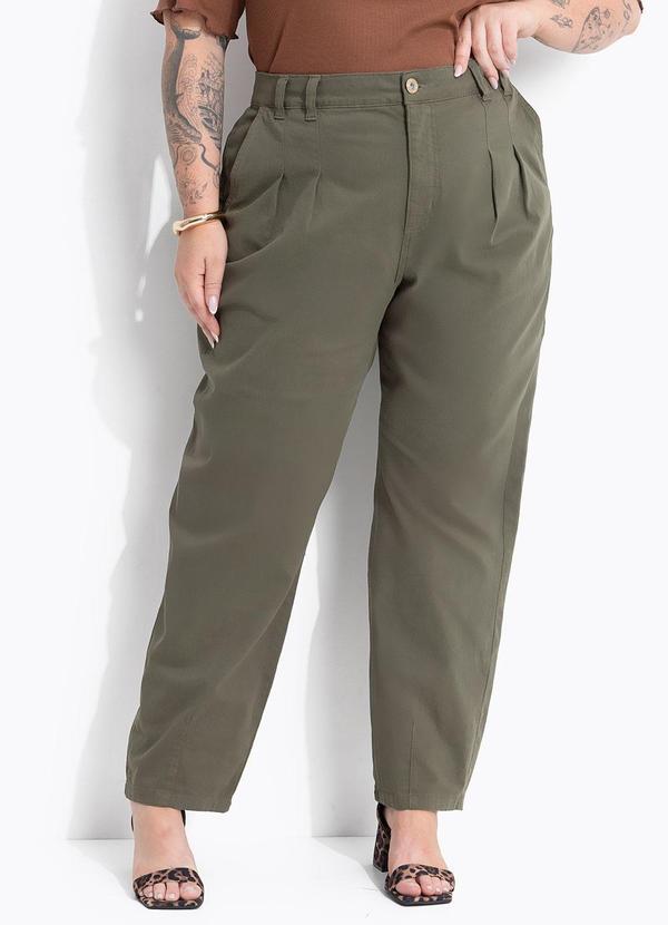 Calça Mom Verde em Sarja