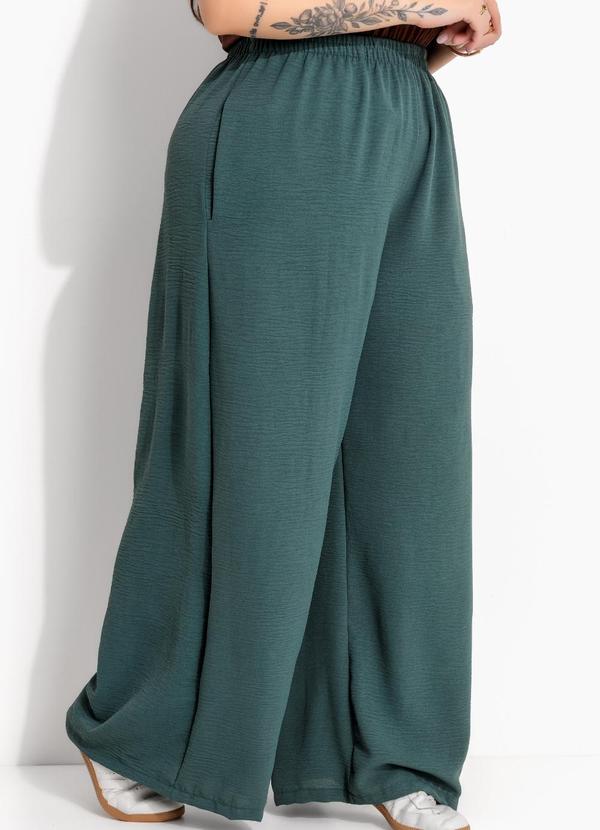 Calça Verde em Crepe Plano