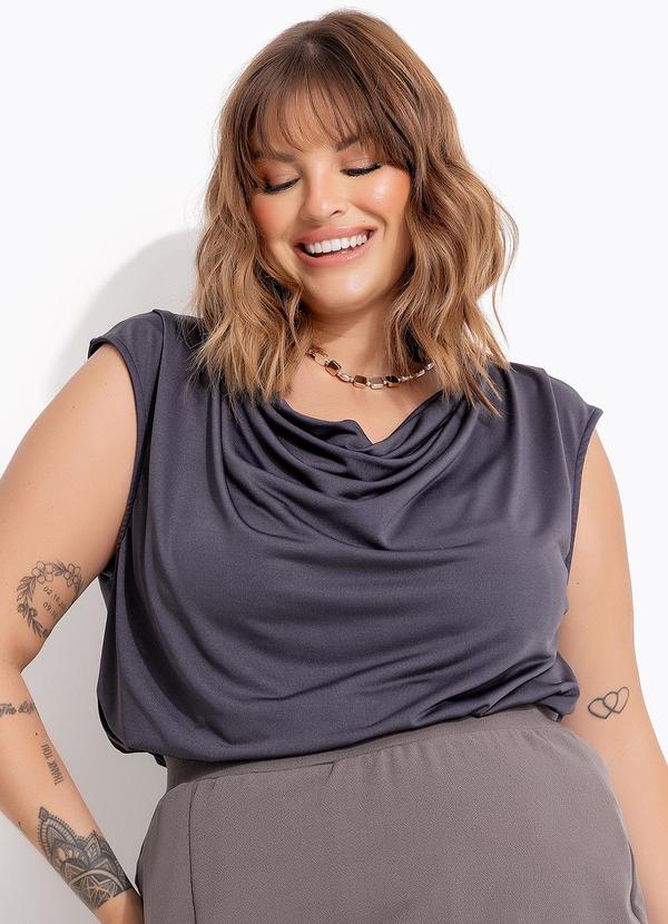 Blusa Chumbo em Malha com Elastano