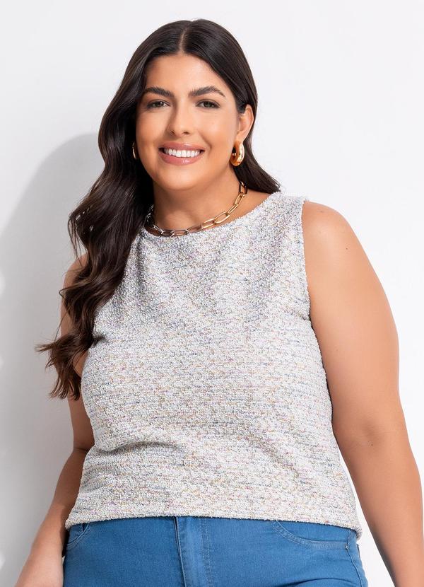 Blusa Off White em Malha Tweed