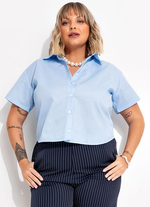 Camisa Azul Claro em Tricoline