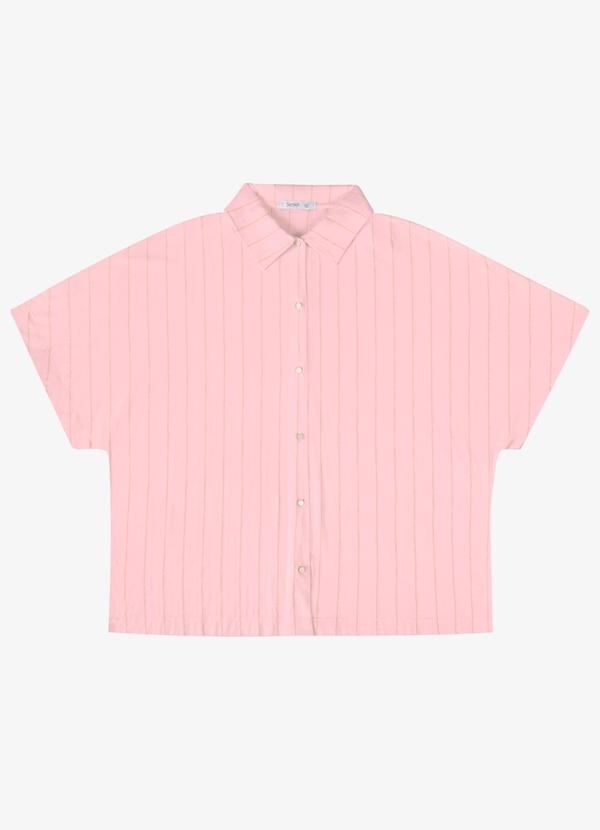 Camisa Feminina Plus Manga Ampla Rosa