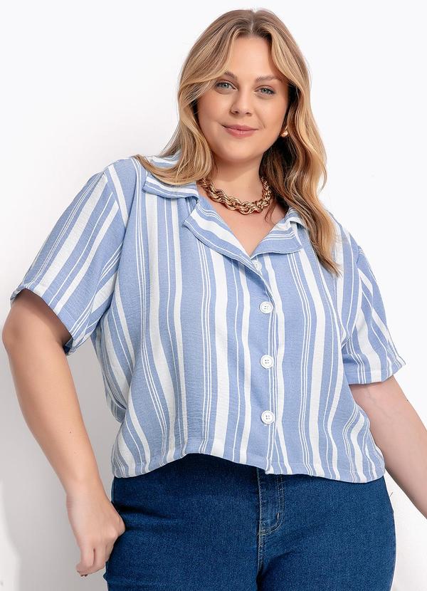 Camisa Listrado Azul de Botões
