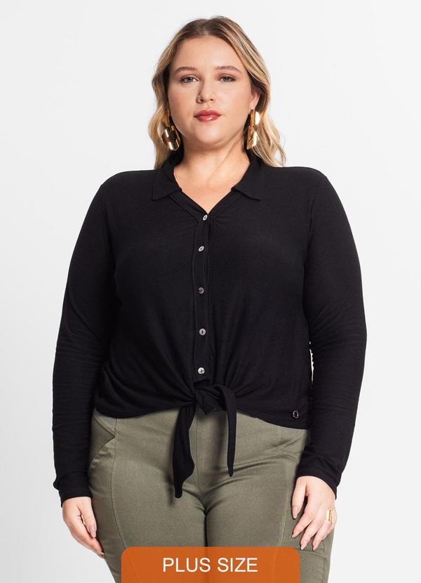 Camisa Feminina Plus Size em Viscose Preto