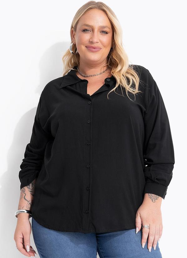 Camisa Preta em Tecido de Viscose