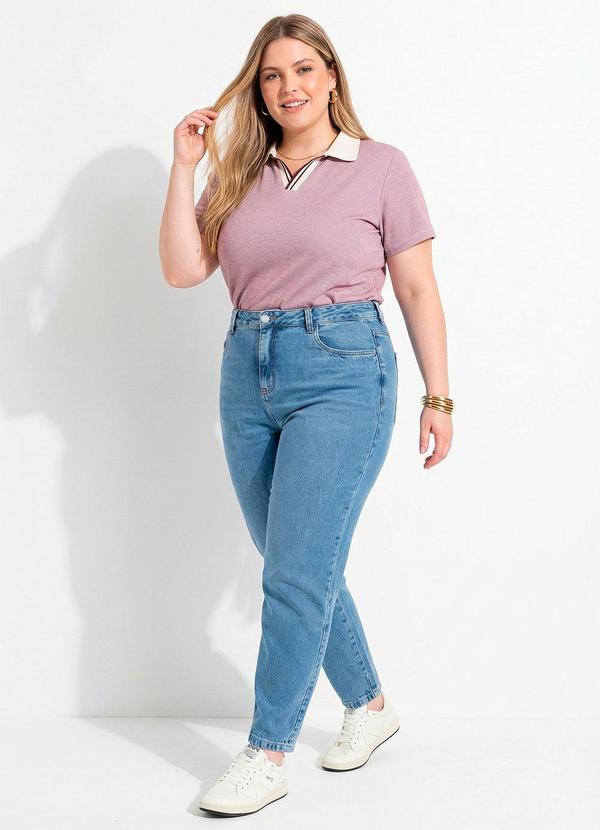 Blusa Roxo Claro com Gola Polo