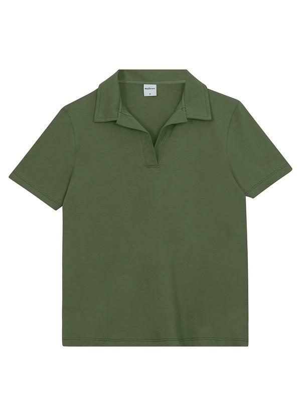 Camisa Polo em Piquet Verde Musgo