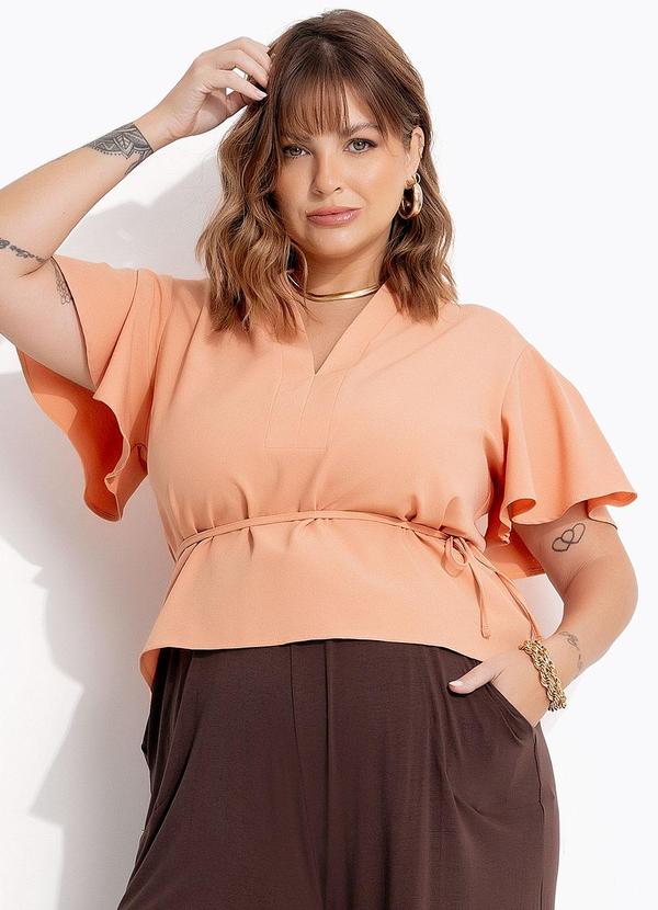 Blusa Bege em Crepe Plano
