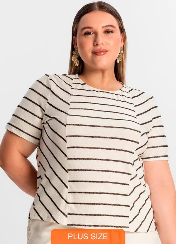 Blusa Plus Size com Listras Preto