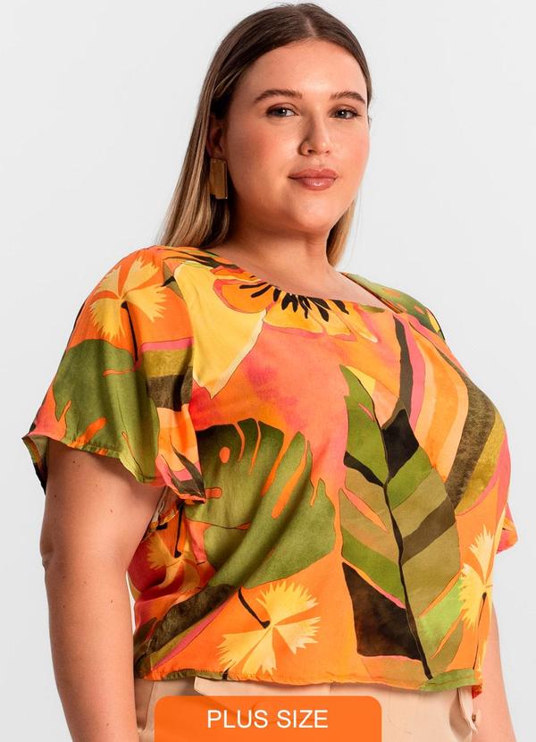 Blusa Plus Size Estampada Laranja