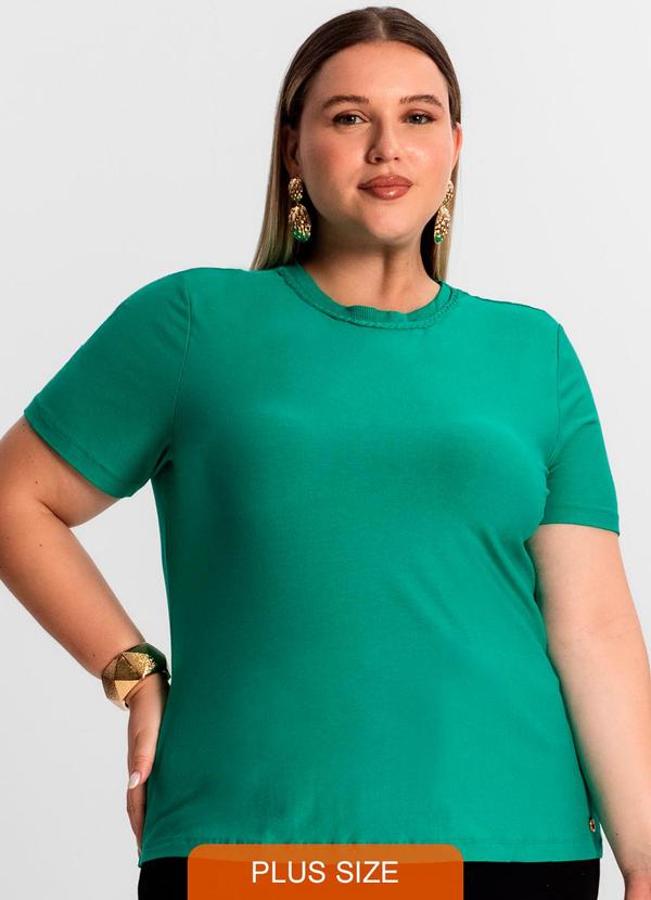 Blusa Plus Size Manga Curta Verde