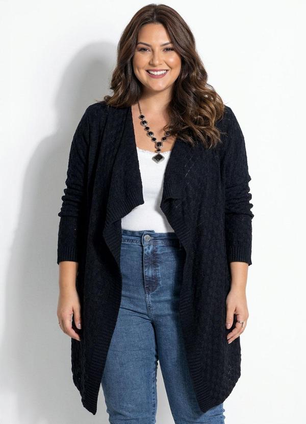 Cardigan Preto Assimétrico Marguerite