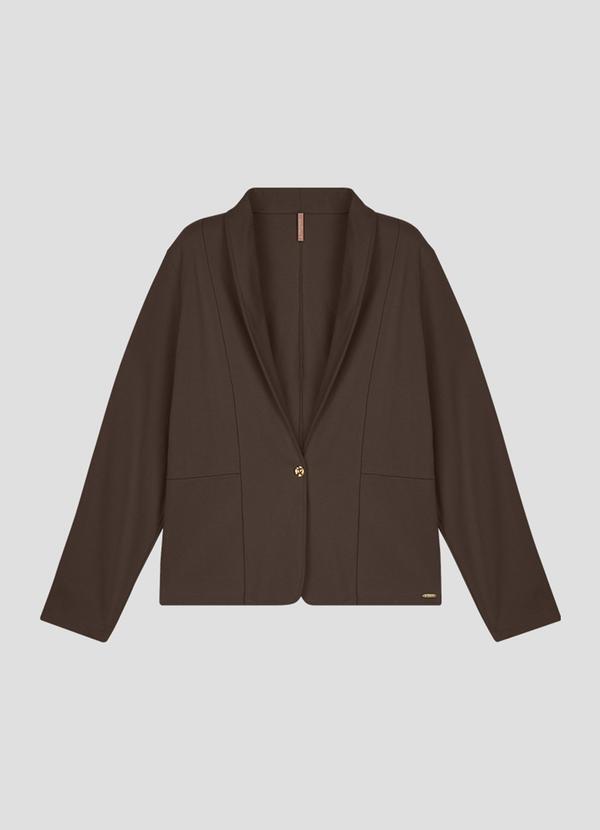 Blazer Feminino Plus Size em Moletinho Marrom