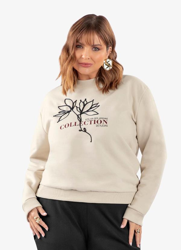 Blusão Moletom Plus Size Bege